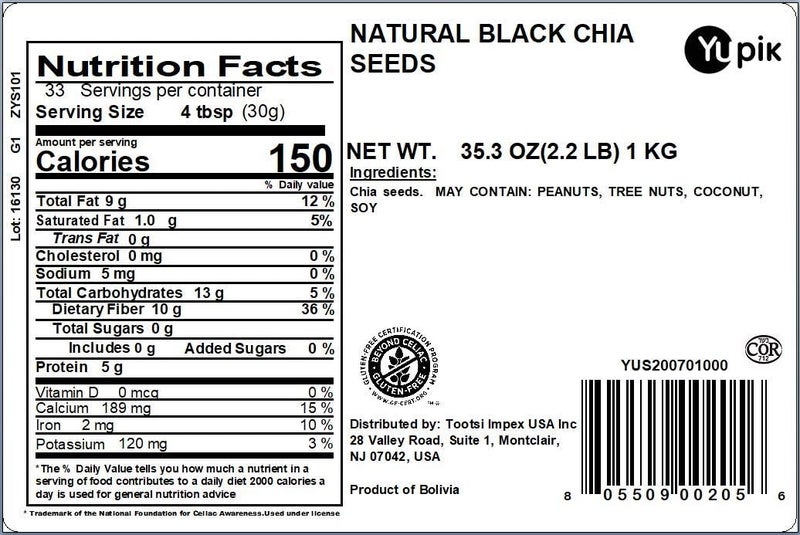 Yupik Natural Black Chia Seeds - 2.2 lbs - Image 2